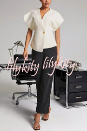 Fashion Button V-neck Asymmetrical Suit Vest