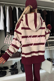 Fashion Loose Casual Hooded Long Sleeve Sweatshirt and Elastic Waist Leggings Set