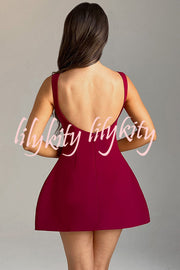 Cosmopolitan Chic High Neck Scoop Back Bubble-shaped Mini Dress