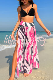 Unique Printed Loose High Waist Split Beach Pants