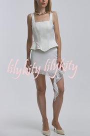 Fashionable Lace Asymmetrical Elegant Mini Skirt