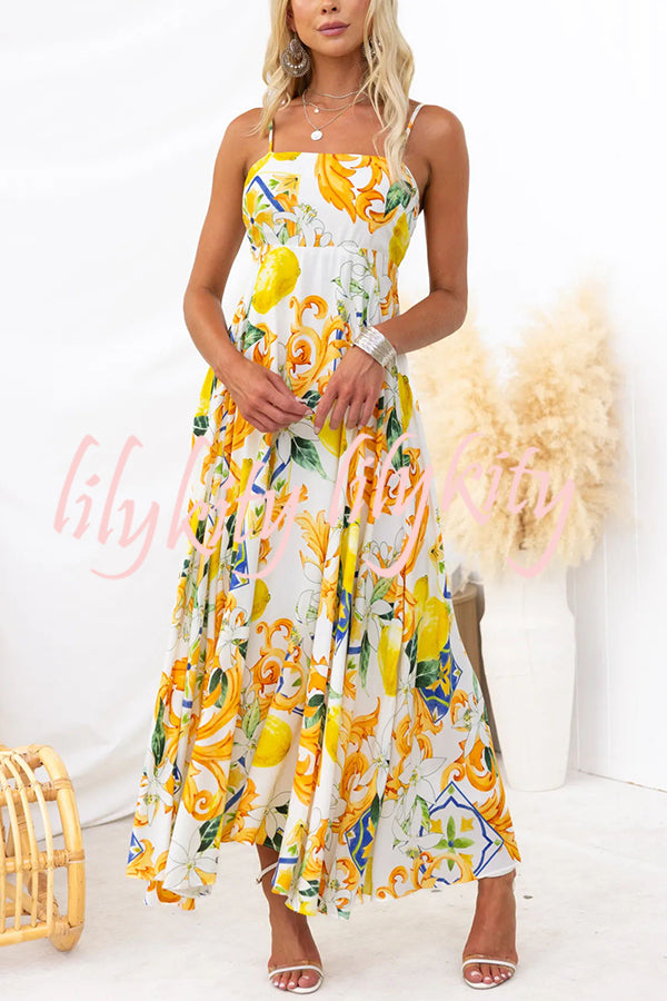 Summer Crush Abstract Print Back Tie-up Maxi Dress