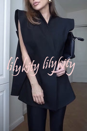 Fashionable Pioneer Stand V-neck Split Sleeve Loose Blazer