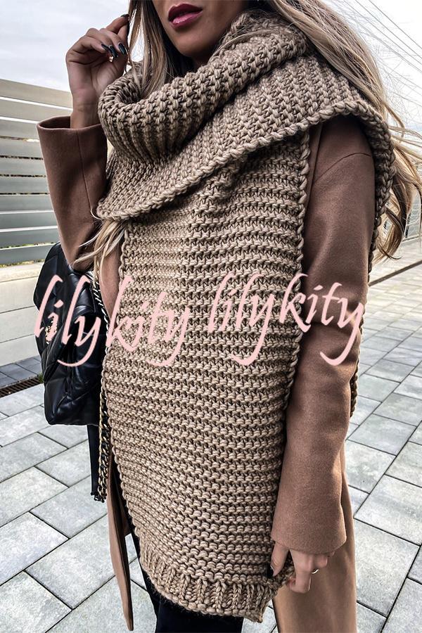 Winter handmade thick wool knitted scarf