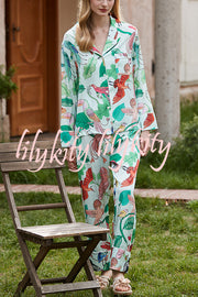 Parrot Print Home Long Sleeved Two-piece Set