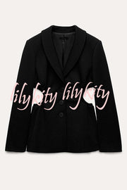 Hipster Boss Solid Color Hollow Side Waist Lapel Long Sleeve Blazer