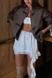 Fashionable Lace Asymmetrical Elegant Mini Skirt