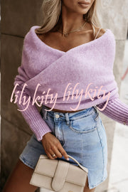 Warm in Two Ways Knit Off Shoulder Relaxed Poncho Sweater