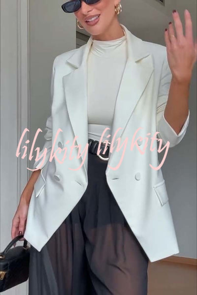 Autumn Avenue Double-breasted Long Sleeve Lapel Loose Blazer