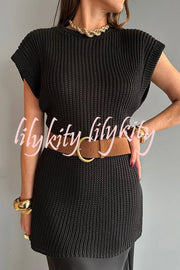 Solid Color Loose Sleeveless Casual Knitted Vest