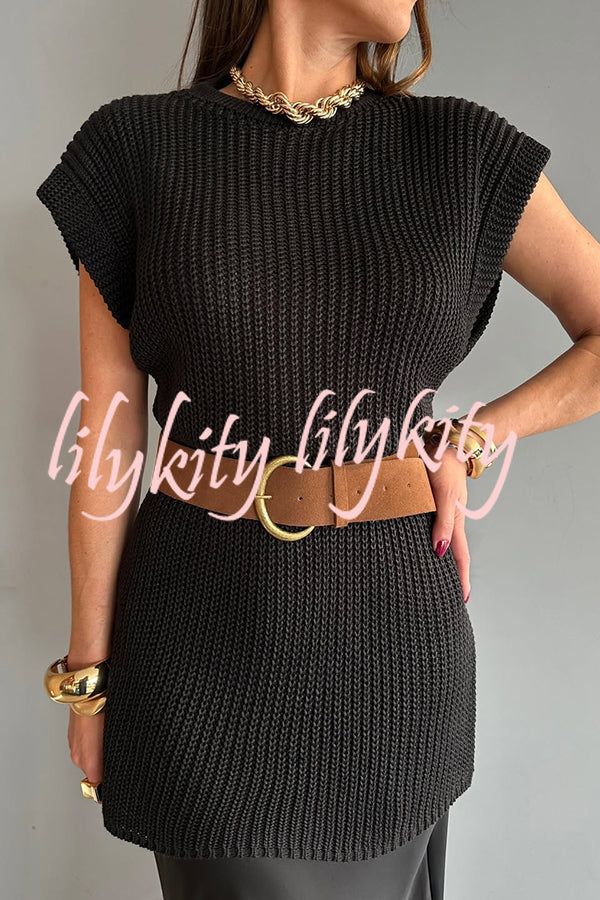 Solid Color Loose Sleeveless Casual Knitted Vest