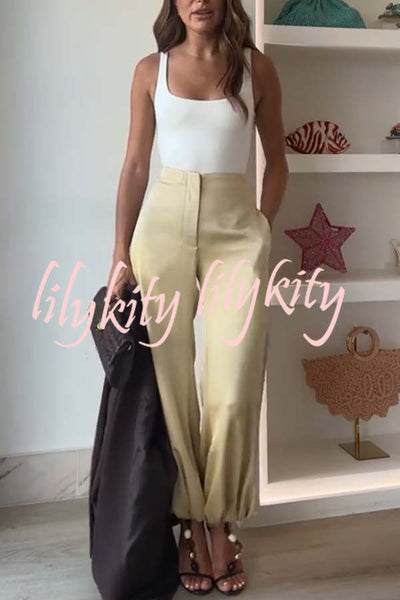 City Phantom Satin High Rise Pocket Aladdin Bloomers Pants