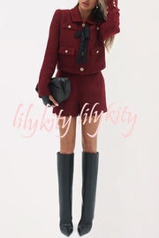 Sweet Dreams Tweed High Rise Pocket Wide Leg Mini Shorts