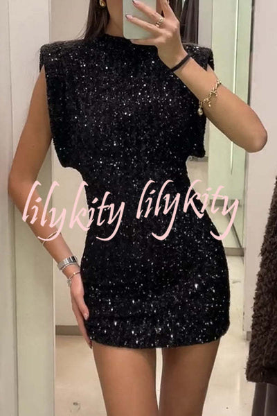 Adorable Sexy Vibes Sequin Wide Sleeve Mini Dress