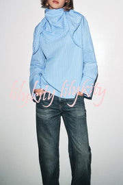 Meliora Striped Multi Position Scarf Long Sleeve H-line Shirt