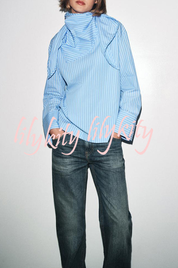 Meliora Striped Multi Position Scarf Long Sleeve H-line Shirt