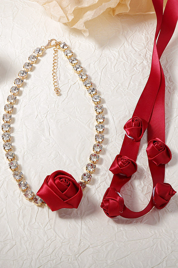 Romantic Rose Diamond Double Layer Necklace