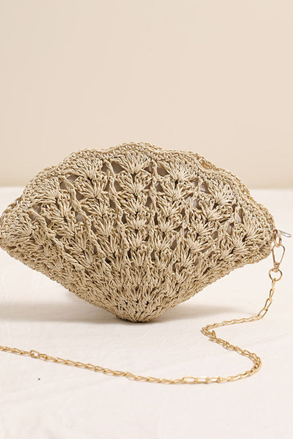Fairy Shell Hollowed-Out Crossbody Straw Bag