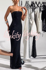 Sexy Sleeveless Backless Slim Fit Slit Maxi Dress