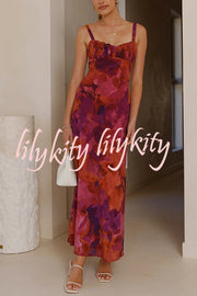 Fashion Tie-dye Backless Suspender Holiday Maxi Dress