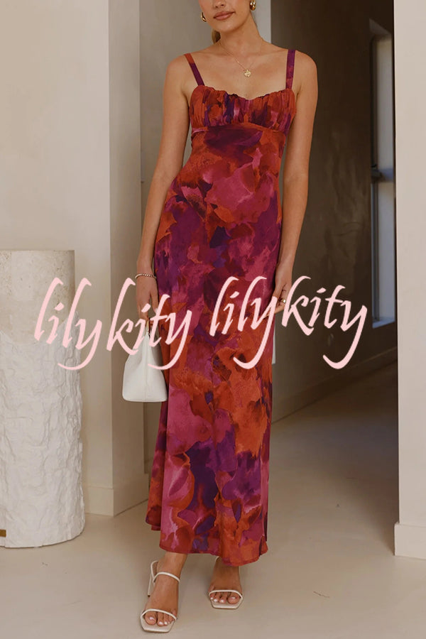 Fashion Tie-dye Backless Suspender Holiday Maxi Dress