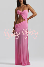 Sexy Halter Waist-baring Backless Lace-up High-slit Maxi Dress