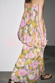 Floral Print Off-the-shoulder Irregular Loose Maxi Dress