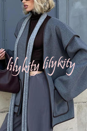 Comfort Is Luxury Wool Blend Tie-up  Pocket Oversized Blanket Coat