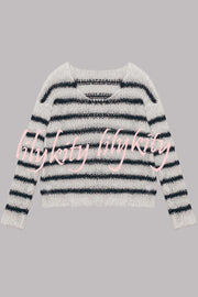 Time for Warmer Layers Fluffy Stripes Relaxed Knit Sweater