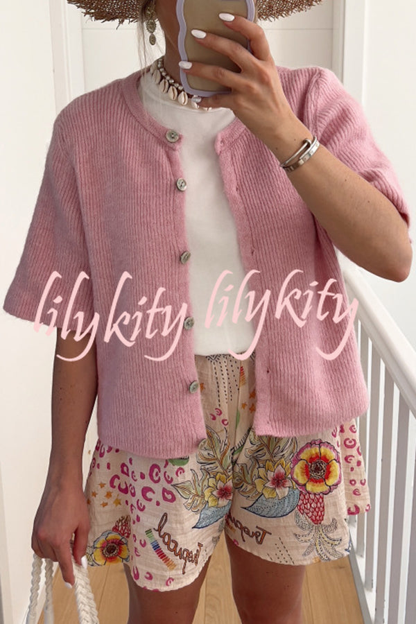 Solid Color Casual Buttoned Loose Knitted Cardigan