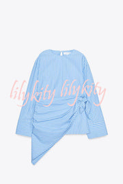Meliora Striped Multi Position Scarf Long Sleeve H-line Shirt