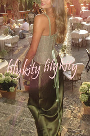 In A Fairytale Lace Satin Mid Rise Drape Maxi Skirt