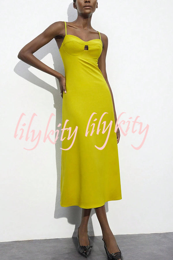 Sexy Hollow Strap Backless Slim Midi Dress