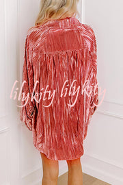 Solid Color Velvet Light-sensitive Drape Loose Shirt