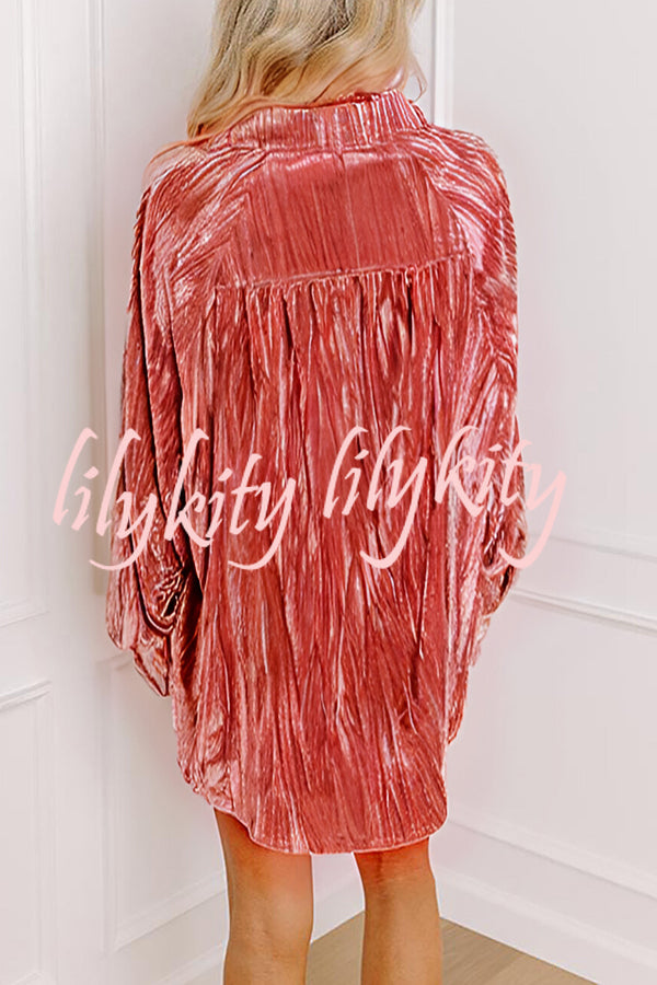 Solid Color Velvet Light-sensitive Drape Loose Shirt