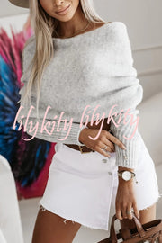 Warm in Two Ways Knit Off Shoulder Relaxed Poncho Sweater