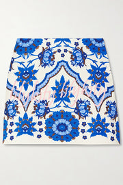 Unique Printed Round Neck Sleeveless Top and Casual Mini Skirt Set