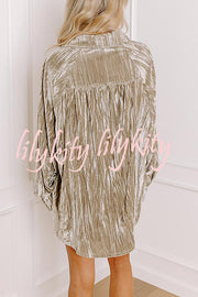 Solid Color Velvet Light-sensitive Drape Loose Shirt