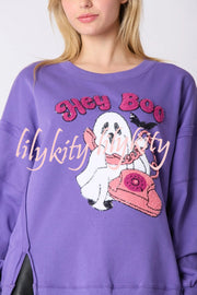 Halloween Cartoon Ghost Sequin Loose Casual Sweatshirt