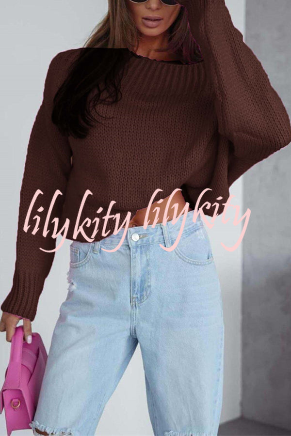 Solid Color Long-sleeved Round Neck Loose Knitted Sweater
