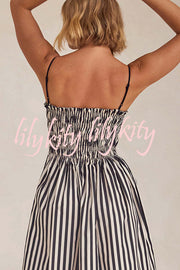 Mariela Stripe Smocked Bust Pocketed Slip Loose Maxi Dress