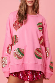 Christmas Egg Sequined Casual Long Sleeve Sweatshirt