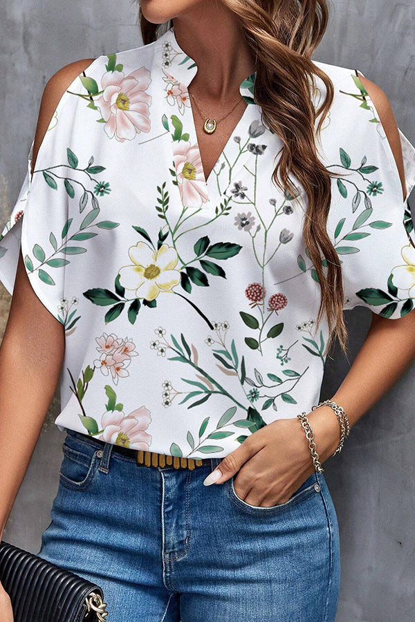 Fashion Printed V-neck Casual Loose Top