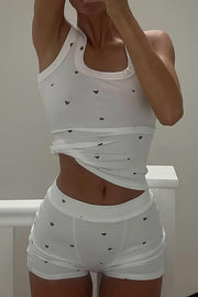 Fashionable Sports Yoga Style Sleeveless Square Neck Top and Elastic Slim Shorts Set