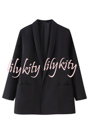 Solid Color Lapel Long Sleeve Casual Pocket Long Blazer