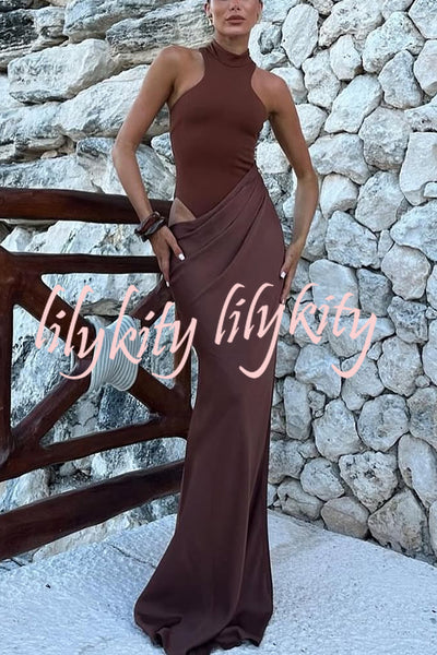 Sexy Sleeveless Slim Waist Hollow Out Maxi Dress