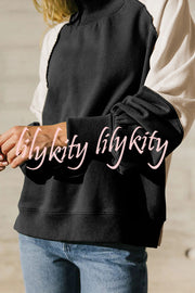 Fashionable Contrast Color Stitching Long Sleeve Loose Sweatshirt