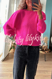 Bright Winter Day Knit Solid Color Wide Neck Relaxed Sweater