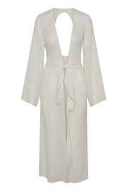 Emily Cotton Linen Blend Free Lace-up Backless Beach Cover-up