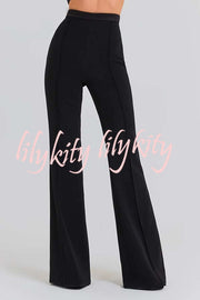Women Power High Rise Side Zipper Flare Slim Fit Pants